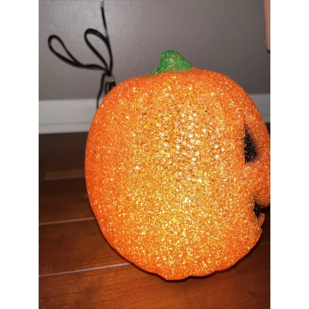 Vintage Melted Plastic Popcorn Pumpkin Light Up With Cord Working In EUC!